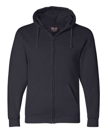 Bayside Adult Unisex USA-Made 9.5oz 80/20 cotton/polyester Full-Zip Sweatshirt With Hood and Pockets
